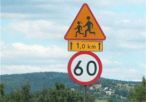 uwaga dzieci na odcinku 1 kilometra