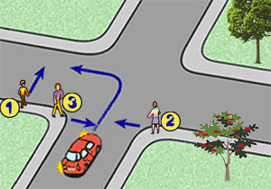 tylko pieszy 1 ma pierwsze�stwo pred samochodem