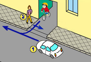 rowerzysta musi przepu�ci� pieszego