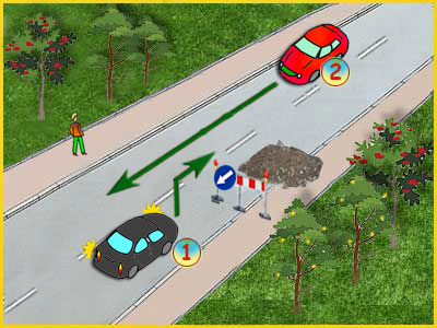 prawostronne zwężenie drogi