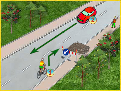 zwężenie drogi po prawej stronie