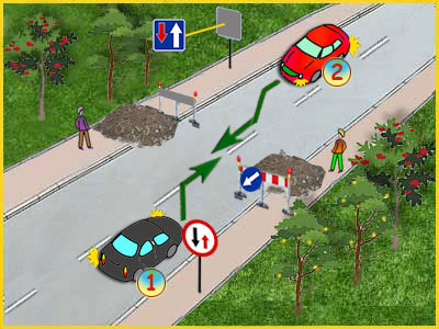 obustronne zwęzenie drogi