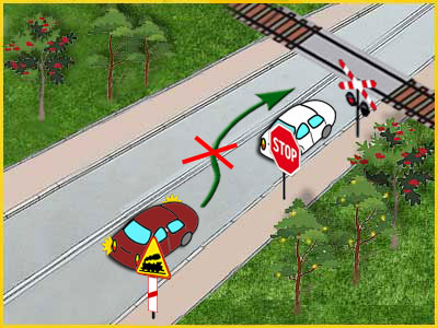 omijanie pojazdu który zatrzymał się przed przejazdem