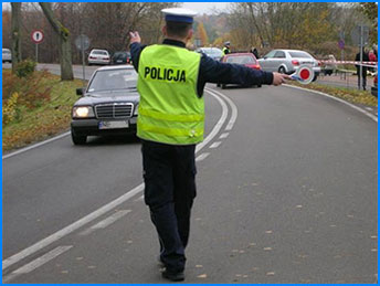 policjant stoi tyłem
