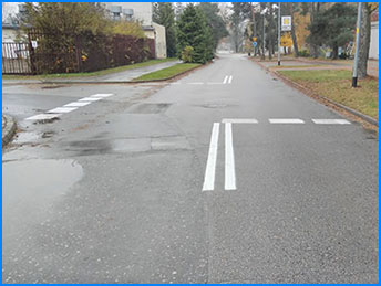 linia przerywana przed skrzyżowaniem