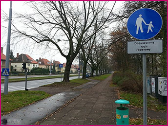 ścieżka dla pieszych z dopuszczonym ruchem rowerów