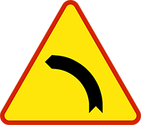 niebezpieczny zakręt w lewo