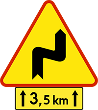 niebezpieczne zakręty na odcinku 3,5 kilometra